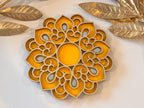 Handcrafted Floral Diwali Diya – Mirror Embellished Wooden Tealight Holder | Diwali Decor, Gifts & Favors